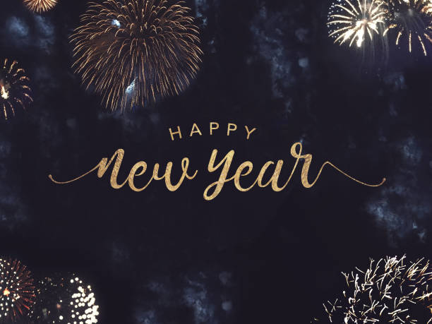 happy-new-year-text-with-gold-fireworks-in-night-sky-picture-id872656026