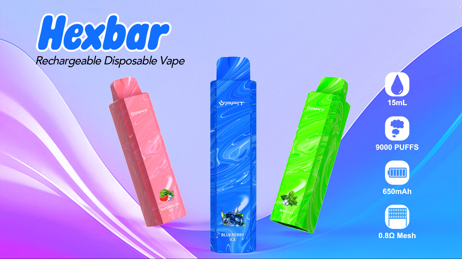 9000 Puffs Long Lasting Rechargeable Disposable Vape | Brand Vape | VPFIT Hexbar